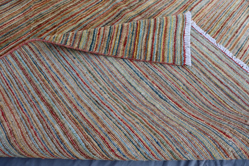 Striped Rug, 5x7 Handmade Gabbeh Rug, Multicolor Area Rug, Vegetable