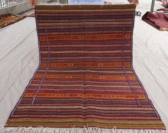 1940 年代アンティーク オレンジ レッド 5 x 7 フィート