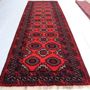 Antique 4x13 ft wide Runner Rug, Red Tribal Vintage Runner Rug, Afghan Handmade veg dyes wool runner rug, Hallway Runner, Kitchen Runner Rug