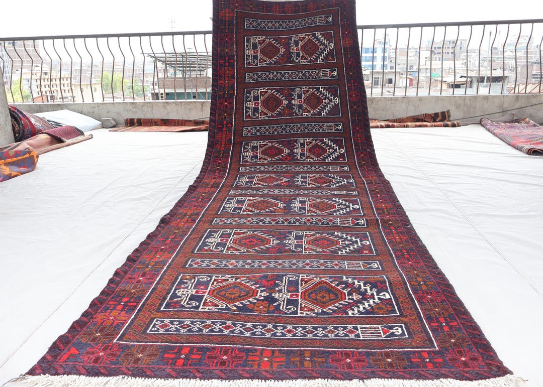 4x12 Wide Runner Rug 3'8x12'2 Vintage Afghan Tribal Rug, Oriental ...