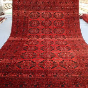 6&#39;7x9&#39;3 ft Large Vintage Rug One of a kind Hand Knotted Wool Tribal faded Rug, Antique Oriental Afghan Geometric Rug, Turkmen Bukhara Carpet