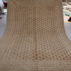 7x9 ft Beige Afghan Vintage Muted Mishwani Rug - Natural dyes Handmade Wool Area rug - Antique Oriental Turkmen Tribal Rug - Living Room Rug