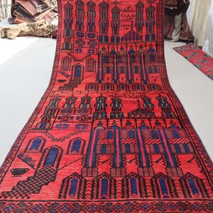 4&#39;8x9&#39;3 ft Tribal Vintage rug - Red Afghan Baluch Handmade Wool rug - One of a kind Antique Area rug - Oriental Rug - Kitchen - Bedroom Rug