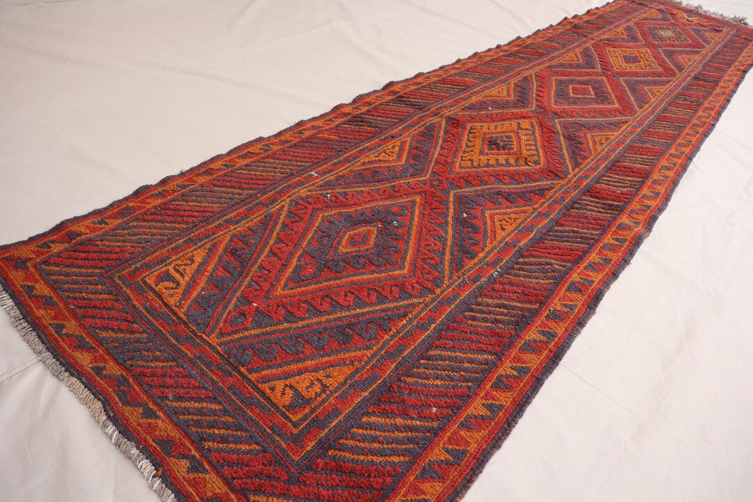 3x12 ランナーラグ 2'9 x 12 フィート ハンドメイド ヴィンテージ ラグ