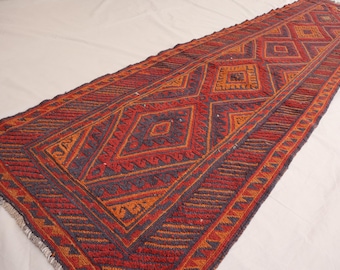 3x12 ランナーラグ 2'9 x 12 フィート ハンドメイド ヴィンテージ ラグ