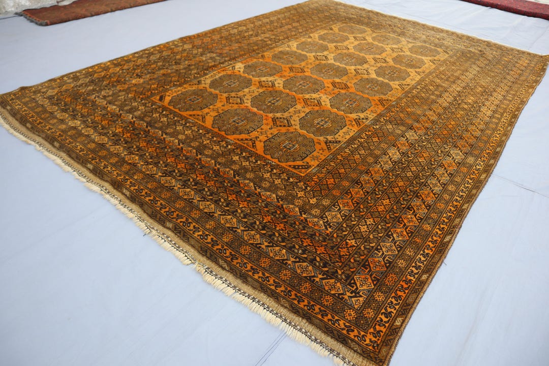 Terracotta Antique 1930s Rug 6'8x9'6 Ft Collectors Piece Rug, Vintage ...