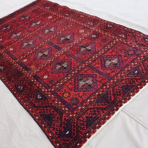 Collectors piece 3&#39;4x6 ft Antique 1960s Turkmen Geometric rug, Hand knotted Wool Rug, Oriental Afghan Rug, Tribal Vintage Rug, Bedroom rug