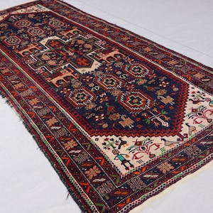Collectors piece 3&#39;6x8 ft One of a kind Rug, Afghan Pictorial Tribal Rug, Hand Knotted Veg dyes Wool Rug, Antique Baluchi Rug, Bedroom Rug