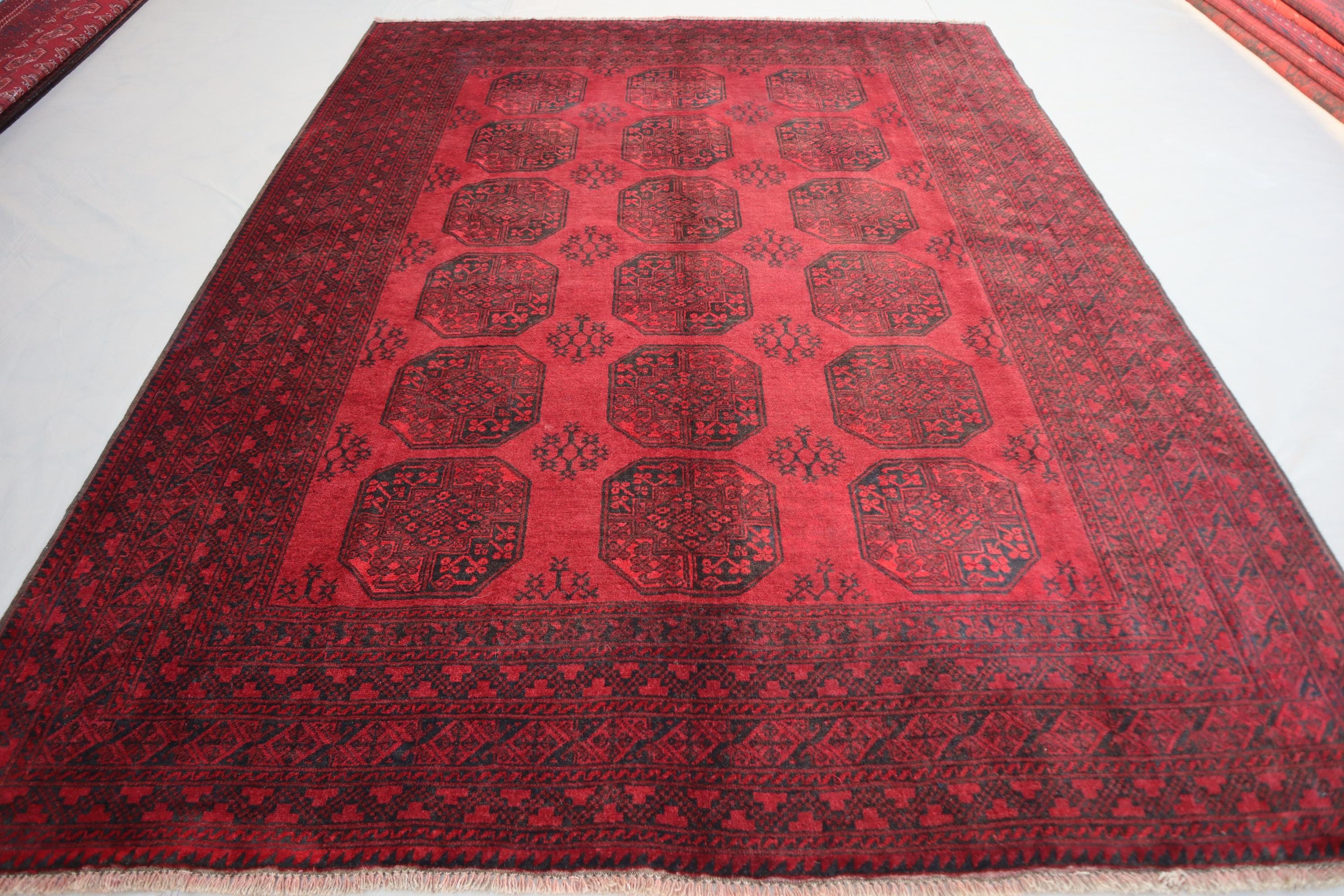 7x9 ヴィンテージ ラグ - アンティーク アフガニスタン ハンドメイド