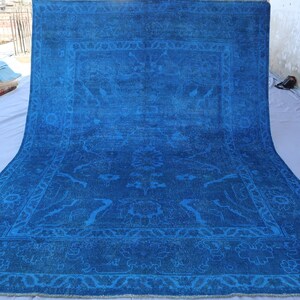 200x300 Blauer Überfärbter Teppich, Turkmenischer Oushak Teppich, Handgemachter Wollteppich aus Afghanistan