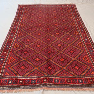 Collectors Piece 5&#39;3x8&#39;8 ft Vintage Rug, Hand Knotted Rug, Soft Wool Rug, Geometric Area rug, Turkmen Tribal Rug, Oriental rug, Bedroom Rug