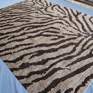 Brown 9x12 Gabbeh Rug, High Quality Afghan Hand Knotted Wool Rug, Handmade Oriental Turkmen Rug, Rugs for Living Room, Dining Table Carpet