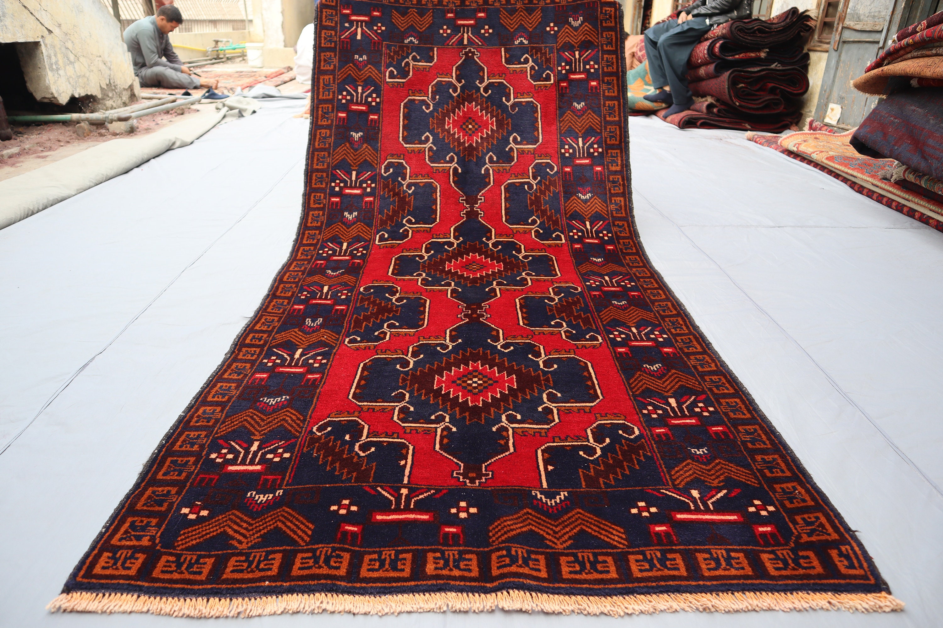 【vintage rug】バルーチ族　ヴィンテージ　アフガン　幾何学模様 vintage rug】バルーチ族 ヴィンテージ アフガン 幾何学模様 【公式通販】