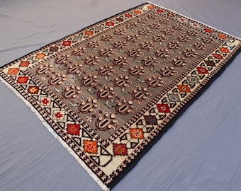 100x150 Handgeknüpfter Grauer Afghanischer Teppich Handgeknüpfter Vintage Wollteppich, Wohnzimmer Teppich, Schlafzimmer Teppich