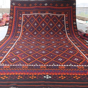 9x15 Oversized Vintage Rug, Afghan Handmade Kilim Rug, Veg dyes Wool Rug, Large Area Rug, Geometric Oriental Area Rug, Dining Table Carpet