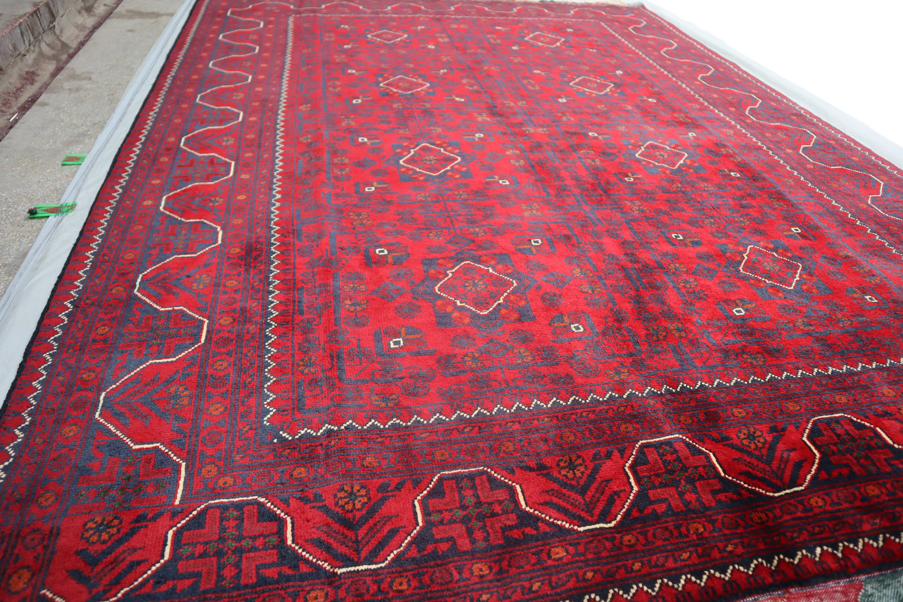 Afghan Area Rug, 7x5 Ft, Afghan Handmade Wool Rug, Turkmen Hand-knotted Soft Wool Bukhara Rug, Oriental Rug, Living Room Rug, 5x7 Afghan Rug