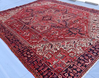 10x13 アンティーク セラピ エリアラグ、大型幾何学模様ヘリズラグ