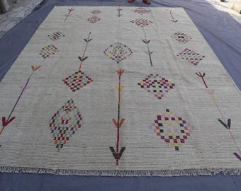9x12 Beige Moroccan Rug, Afghan Hand Knotted Wool Rug, Tribal Berber Beni Ourain Rug, Oriental Large Area Rug, Living Room Rug, Bedroom rug