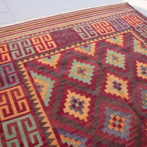 5x8'5" Vintage Kilim Rug, Flatweave Geometric design Rug, Oriental Afghan Rug, Antique Piece Area Rug, Handwoven Rug, Bedroom, Living Room image 5