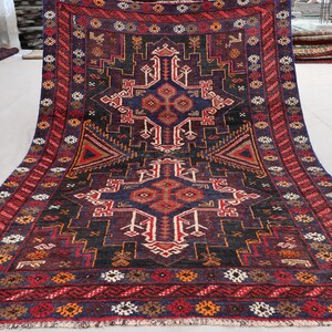 Geometric Antique rug 4x6 Afghan Vintage Baluchi Rug, Handmade Wool Carpet, Collectors piece Rug, Home decor, Oriental Area Rug, Bedroom Rug