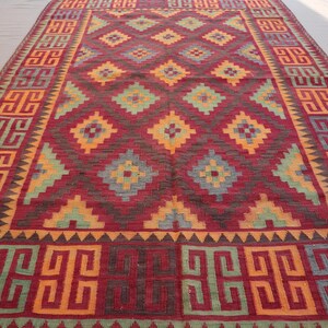 5x8'5" Vintage Kilim Rug, Flatweave Geometric design Rug, Oriental Afghan Rug, Antique Piece Area Rug, Handwoven Rug, Bedroom, Living Room image 12