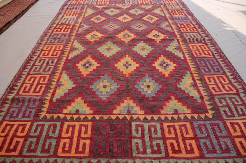 5x8'5" Vintage Kilim Rug, Flatweave Geometric design Rug, Oriental Afghan Rug, Antique Piece Area Rug, Handwoven Rug, Bedroom, Living Room image 12
