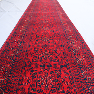 Red 20 ft Long Runner Rug, Turkmen Bukhara Rug, Afghan Handmade Wool Rug, Khal Mohammedi Oriental Rug, Hallway Runner Rug, 3x20 Stairs Rug