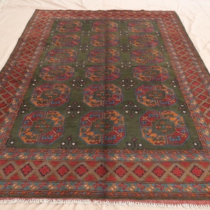 7x10 オレンジ トルクメン エルサリ ラグ - 手編み ベジ染料