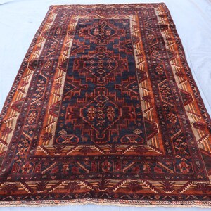 5x9 One of a kind Antique Rug High Pile Tribal Faded Wool Rug, Vintage Afghan Baluchi Rug, Handmade Rug, Oriental Geometric Rug, Bedroom Rug