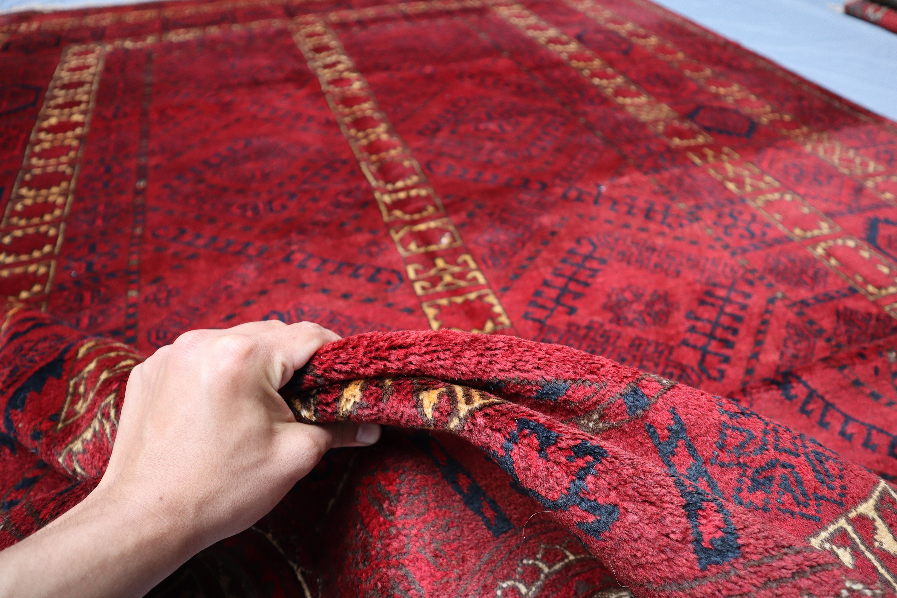 7 x 10 フィート アンティーク 1920 年代 テッケ トライバル ラグ