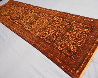 2'6x8'1 ft Antiek Runner tapijt Tribal Afghaans Vintage Rug, Turkmeense handgemaakte wollen Oosterse Rug, Kaukasisch Boho Tapijt, Hal 8 ft Runner Rug