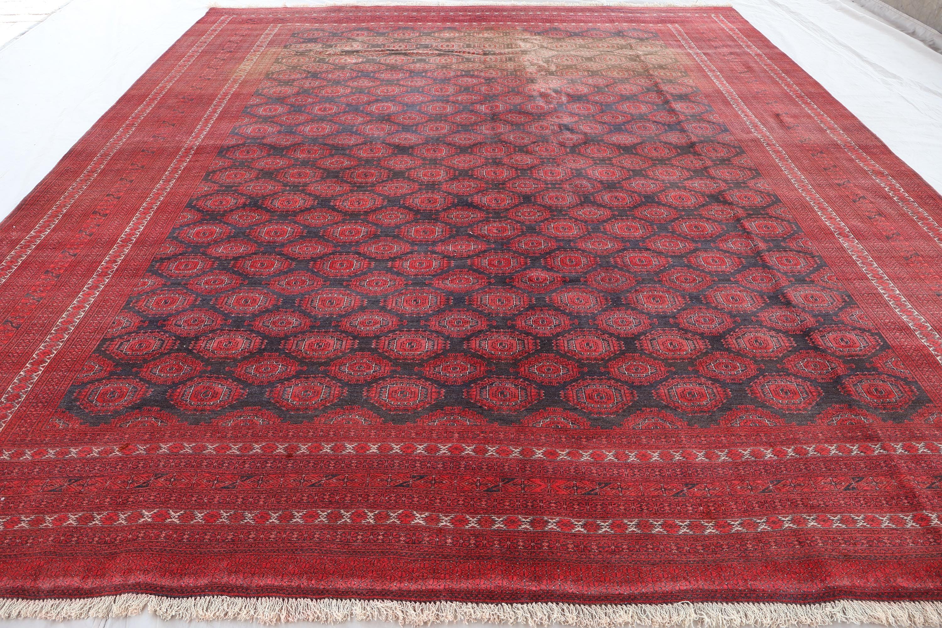 1960s Antique Rug 9x12 Red Nomadic Afghan Handmade Distressed Wool ...