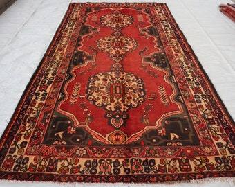 1940s Antique Rug, 5x9 ft Caucasian Soft Wool Pile Rug, Vintage Faded Tribal Rug, Afghan Geometric Rug, Collectors Piece, One of a Kind Rug