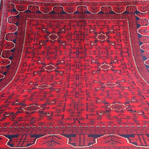 Tappeto afgano Bukhara, tappeto afghano in morbida lana fatto a mano da 7 x 5 piedi, tappeto Bokhara, tappeto orientale turkmeno, tappeto da soggiorno, tappeto da camera da letto, tappeto afgano 5x7