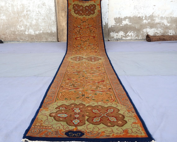 2'6 x 13 Fuß langer Teppichläufer, türkischer Stil handgeknüpfter Wollteppich mit natürlichen Farbstoffen