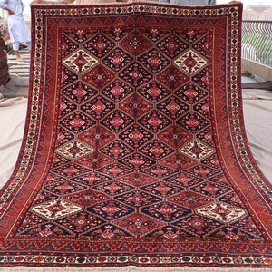 Collectors Piece 6x8 Antique Rug, Geometric Rug, Hand Knotted Wool Rug, Afghan Caucasian Rug, Oriental Tribal Rug, Bedroom Rug, Office Rug