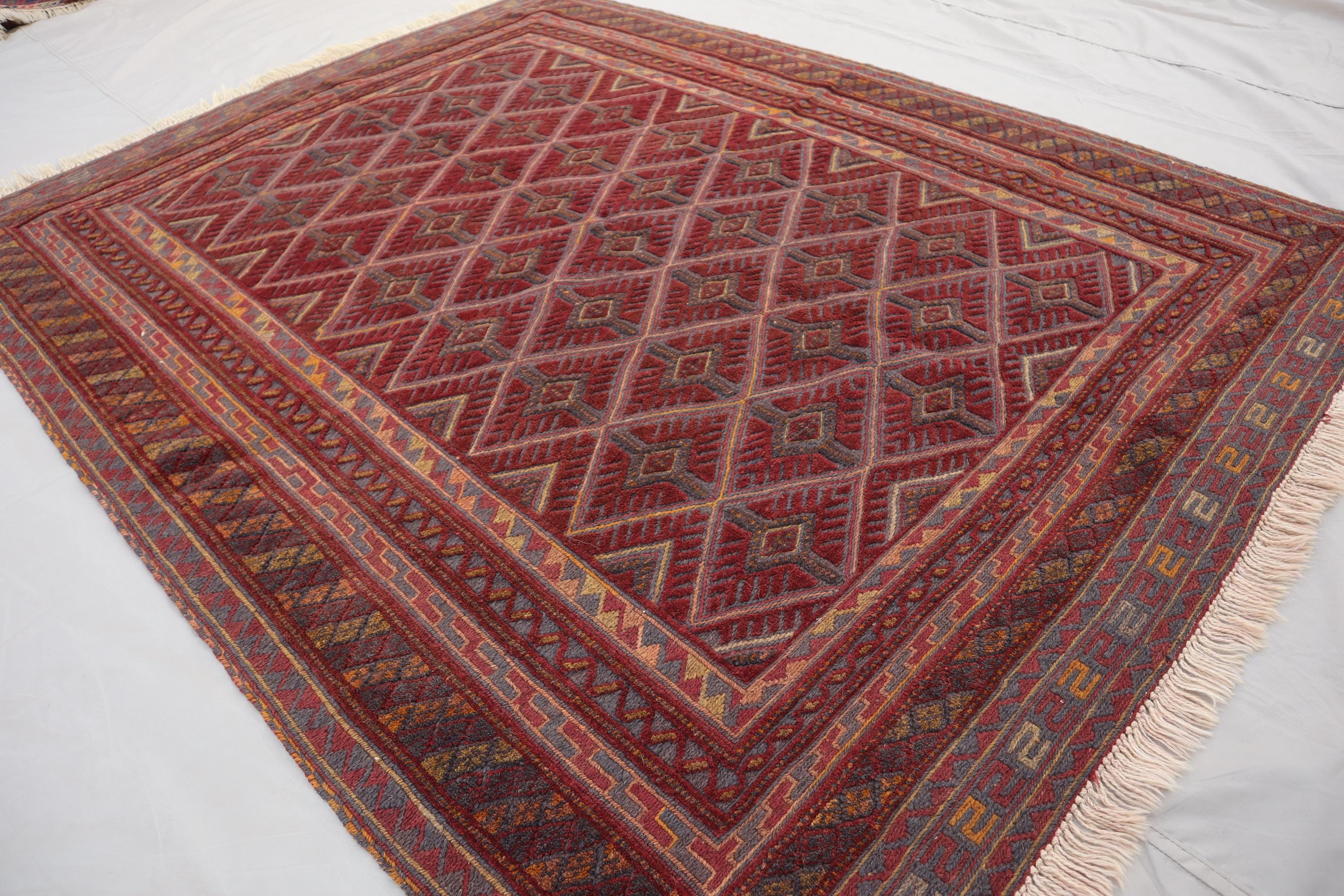 5'1x6'5 フィートのヴィンテージ トライバル ラグ - マシュワニ