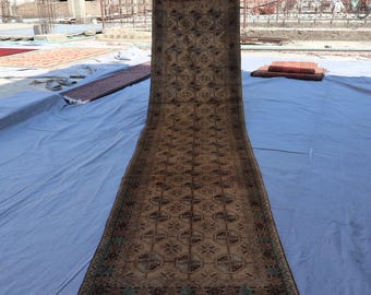 ヴィンテージ バルーチ ウール ランナーラグ：2'6x5'7 トライバル