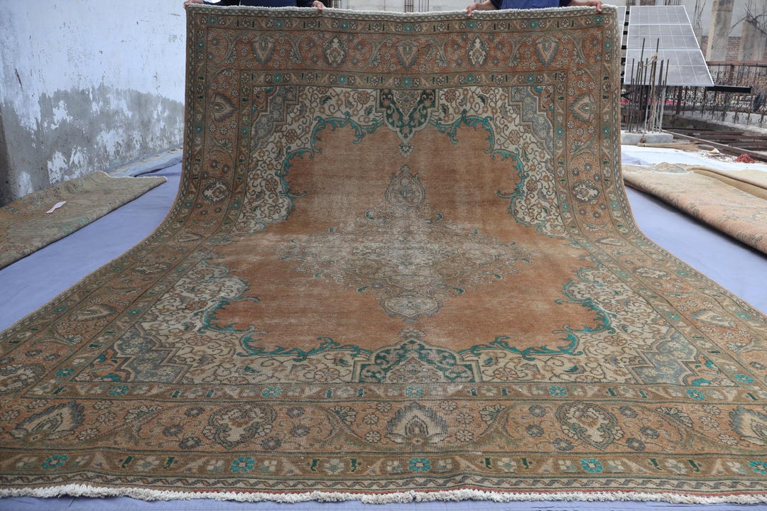 1920s Antique Faded Rug 8x11 Turkish Heriz Distressed Vintage ...
