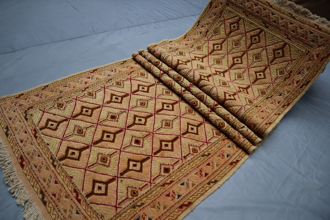 3x10 Ft Runner Rug, Vintage Afghan Handmade Natural Dyes Wool Runner ...