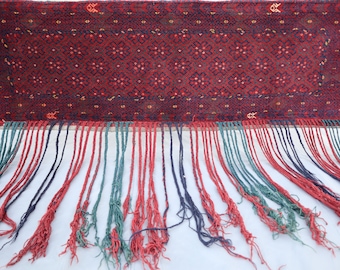 Antiek muurhangend tapijt, 4 x 3 ft vintage Turkmeens tapijt, Afghaans handgemaakt wollen tapijt, Buchara-tribal muurdecor, boho-tapijt voor woondecoratie