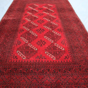 3&#39;6x6&#39;0 ft Vintage Turkmen Bokhara Area Rug, Afghan Handmade Wool Faded Antique rug, Oriental Red Afghan Rug, Bedroom Rug, Living Room Rug