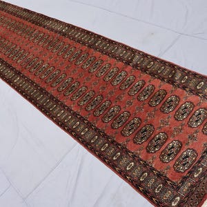 12 ft Runner Rug 2'6x11'5 ft Afghan Handmade Wool Runner Rug, Vintage Runner Rug, Rust Red Orange Bukhara Antique Runner Rug, Hallway Runner