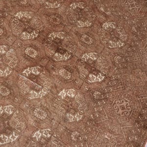 1920s Antique Brown Rug 4x7 ft Afghan Bukhara Rug, Low Pile Handmade Wool Rug, Oriental Faded Rug, Turkmen Tribal Area Rug for Living Room image 11