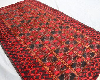 Antique Bukhara Rug, 4x6 ft Afghan Hand Knotted Wool Area Rug, Turkmen Tribal Rug, Oriental Vintage Red Rug, Living Room Rug, Bedroom Carpet