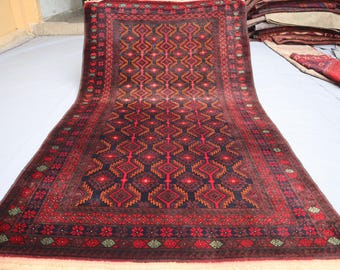 3'9x6'6 フィート 部族バルーチ ヴィンテージ ラグ - オレンジ