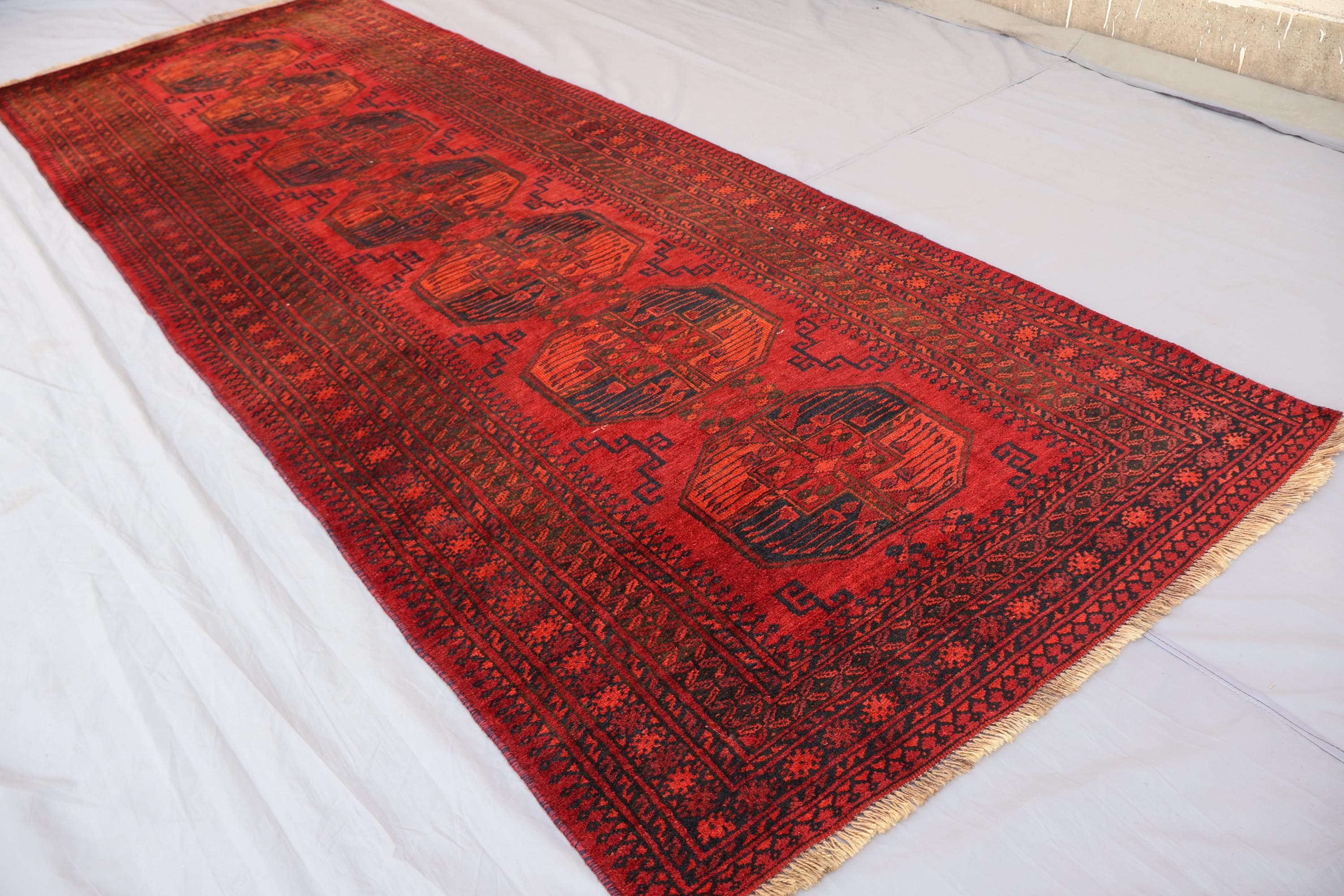 Tapis soumak en laine noué à la main, design caucasien vintage (39 x 55 po.) - Canada