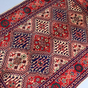 Brand New Rug, 5 x 3.5 Ft, Afghan Handmade High Pile Wool Rug, Turkmen Oriental Rug, Afghan Bukhara Rug, 3x5 Living Room Rug, 5x3 Afghan Rug