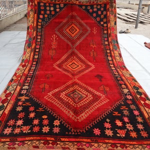 Antique Caucasian Rug 5&#39;1x8&#39;6 ft Afghan Handmade Soft Pile Faded Wool Area Rug, Vintage Geometric Rug, Living Room Rug, Farmhouse Art Carpet