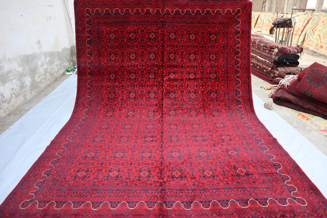 8x11 Ft Large Area Rug, Afghan Hand Knotted Veg Dyes Wool Rug, Turkoman ...